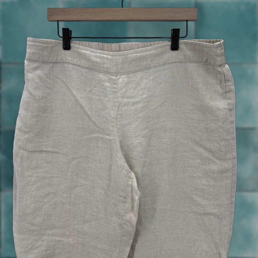 Eileen Fisher Eileen Fisher Pants Womens Large Beige Organic Linen Crop Tapered Pull On Casual Size 36" / US 14 / IT 50 - 1 Thumbnail