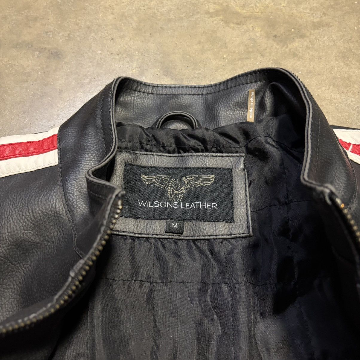 Wilsons Leather Vintage Wilsons Leather Biker Jacket Moto Cafe Racer Striped Size US M / EU 48-50 / 2 - 10 Thumbnail