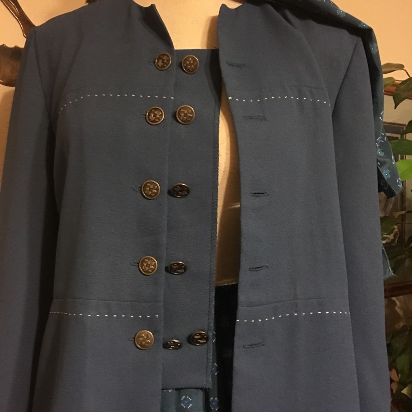 Vintage Vintage Leslie Fay slate blue skirt set with scarf Size M / US 6-8 / IT 42-44 - 6 Thumbnail