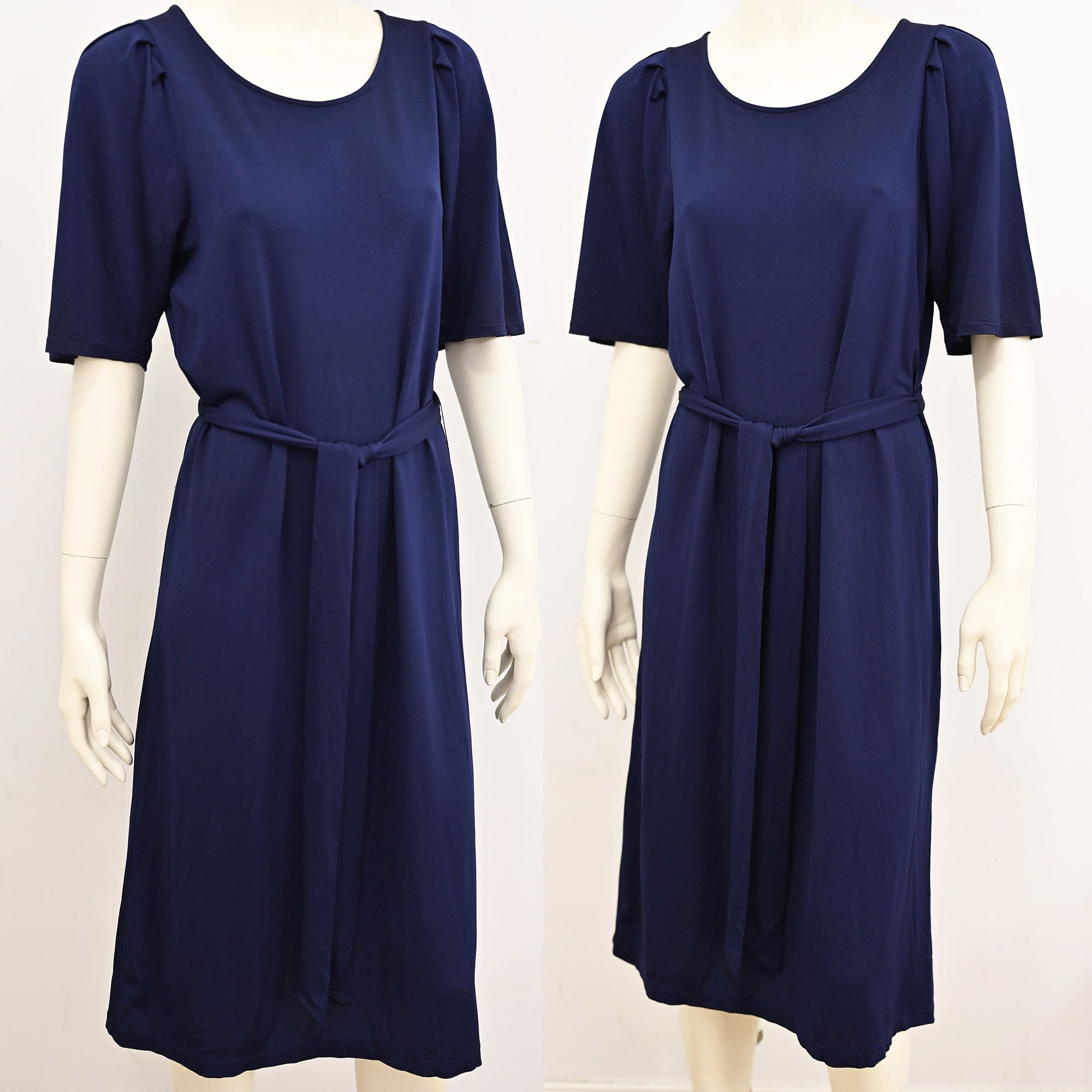 Filippa K Filippa K flared tie at waist midi dress in navy blue Size S / US 4 / IT 40 - 3 Thumbnail
