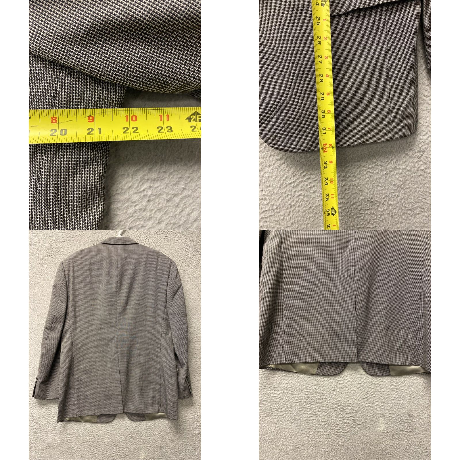 Hart Schaffner Marx Hart Schaffner Marx Blazer vintage Ivy Style Houndstooth Two-Button Notch Lapel 43 R Black White Men Blazer Sport Coat Size 46R - 9 Thumbnail
