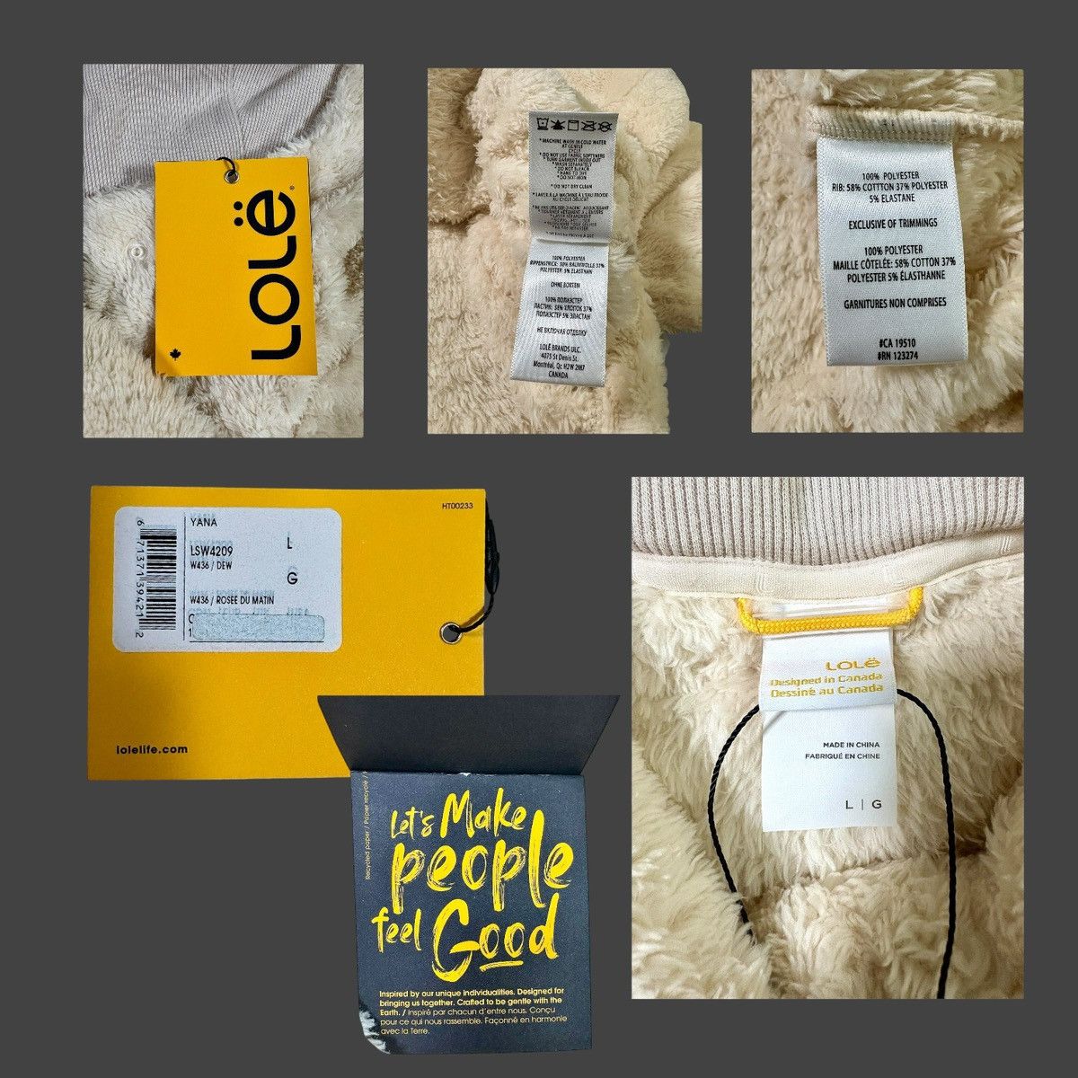 Other Lole Women’s Yana Sherpa Beige Cropped Hoodie Sz L Size L / US 10 / IT 46 - 19 Thumbnail
