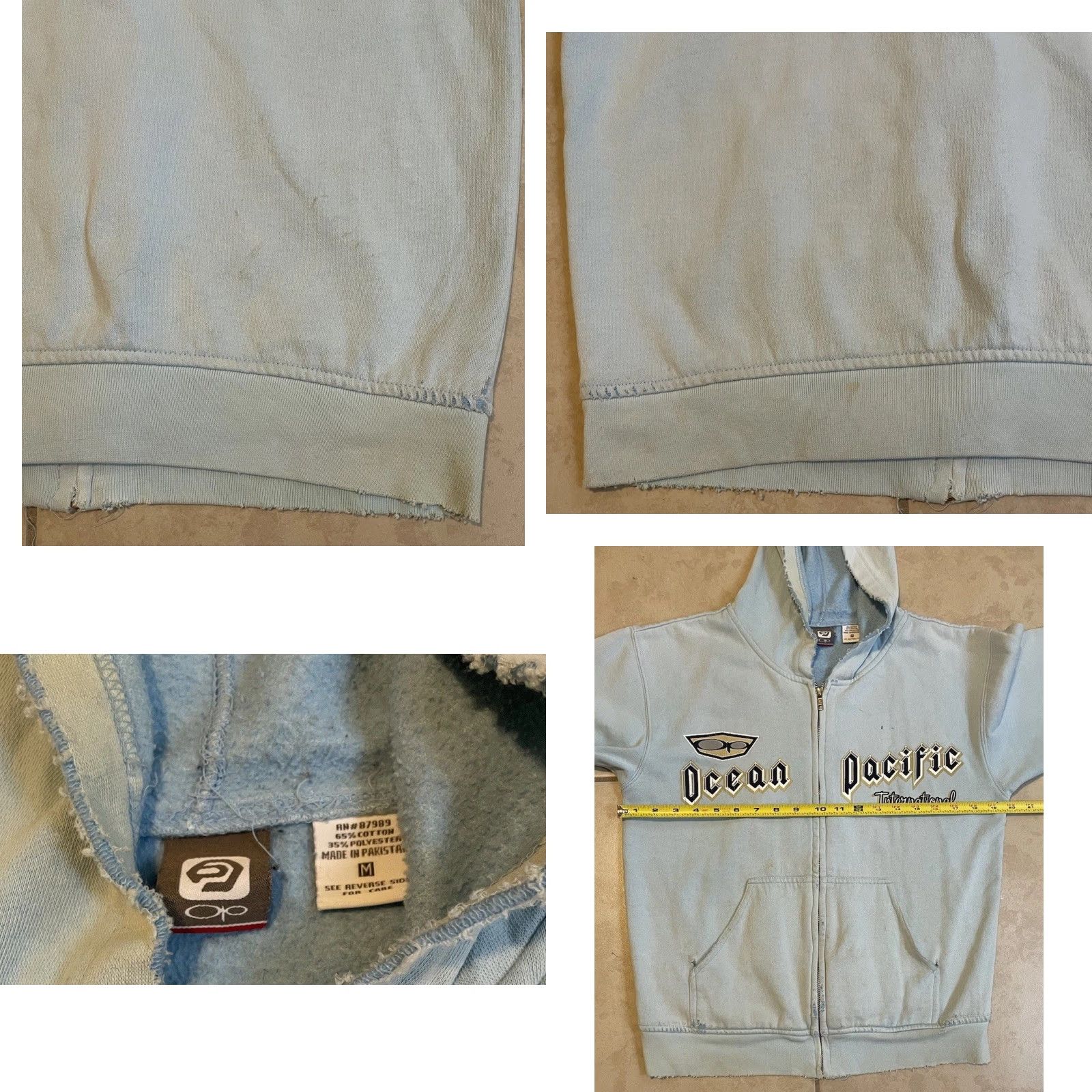 Quiksilver VINTAGE Ocean Pacific OP Thrashed Faded Hoodie XS Surf Skate Grunge Billabong 90 Y2K Size US XS / EU 42 / 0 - 10 Thumbnail