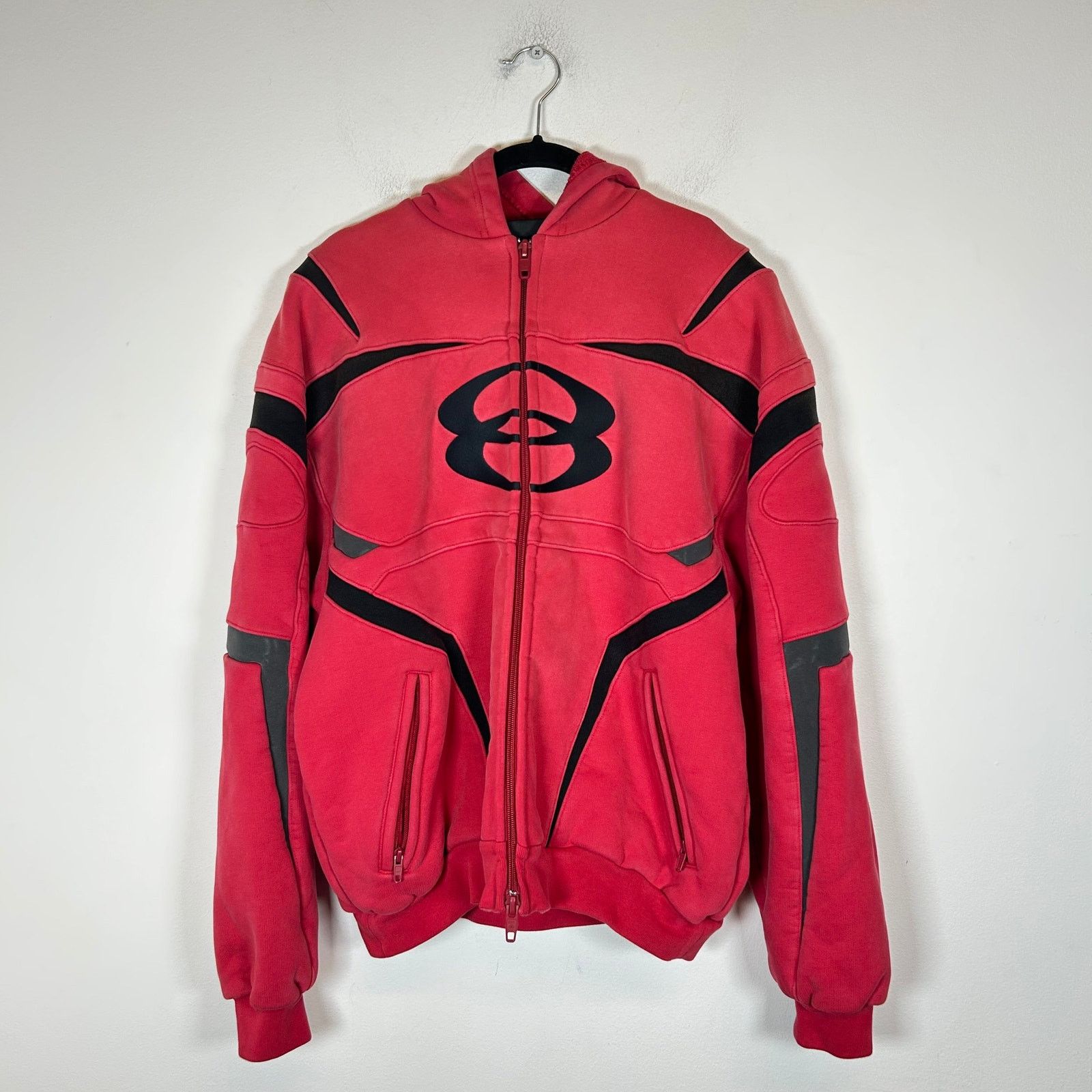 Balenciaga Red Unity Sports Icon Biker Zip-Up Hoodie Size 1 - www 