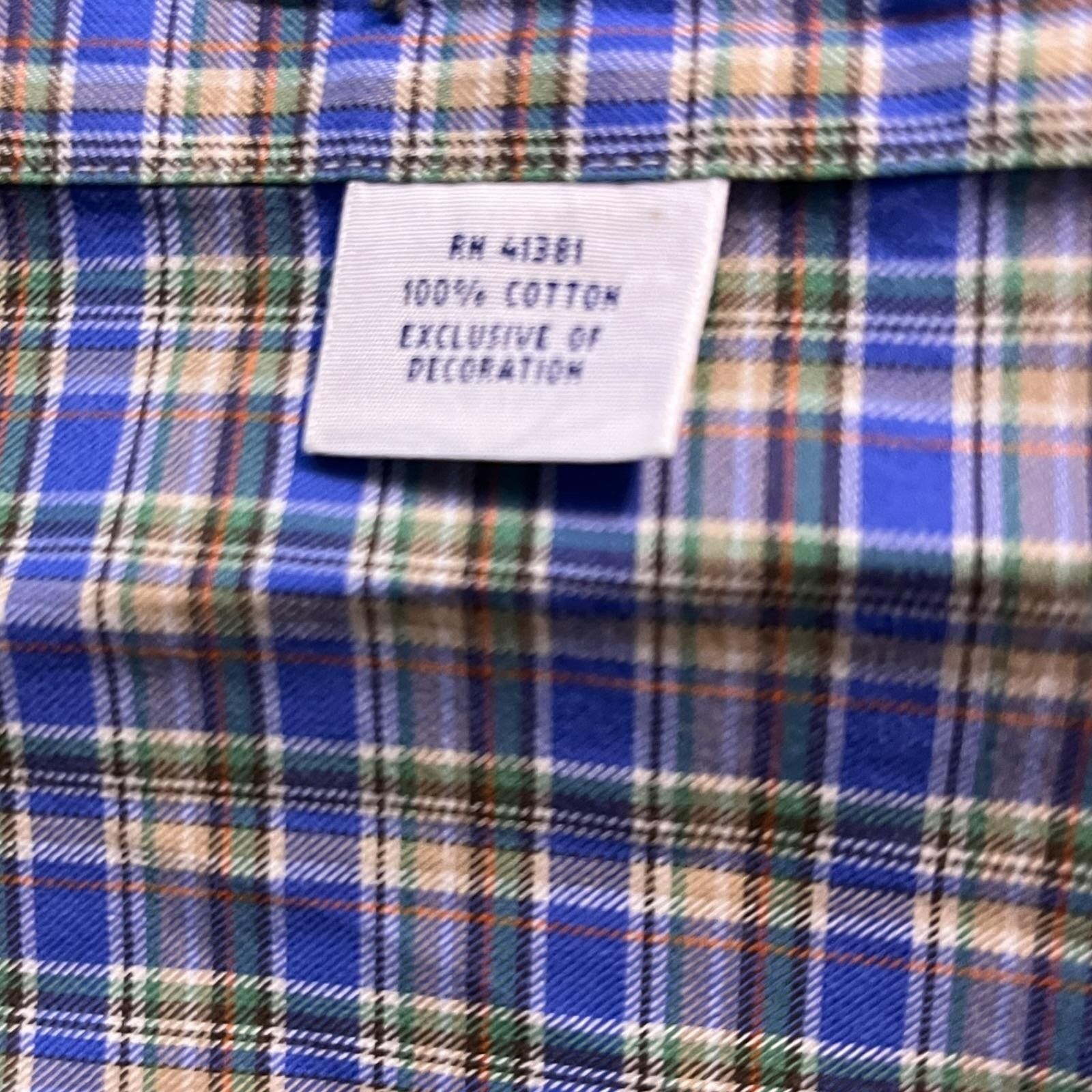 Ralph Lauren Ralph Lauren Shirt 4XLT Blue Plaid Button Up Long Sleeve Size US XXL / EU 58 / 5 - 7 Thumbnail