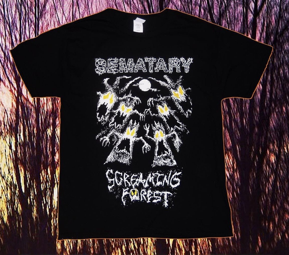 Image of Drain Gang x Goth&money Sematary Haunted Mound-Screaming Forest T Shirt XL OG in Blue, Men's