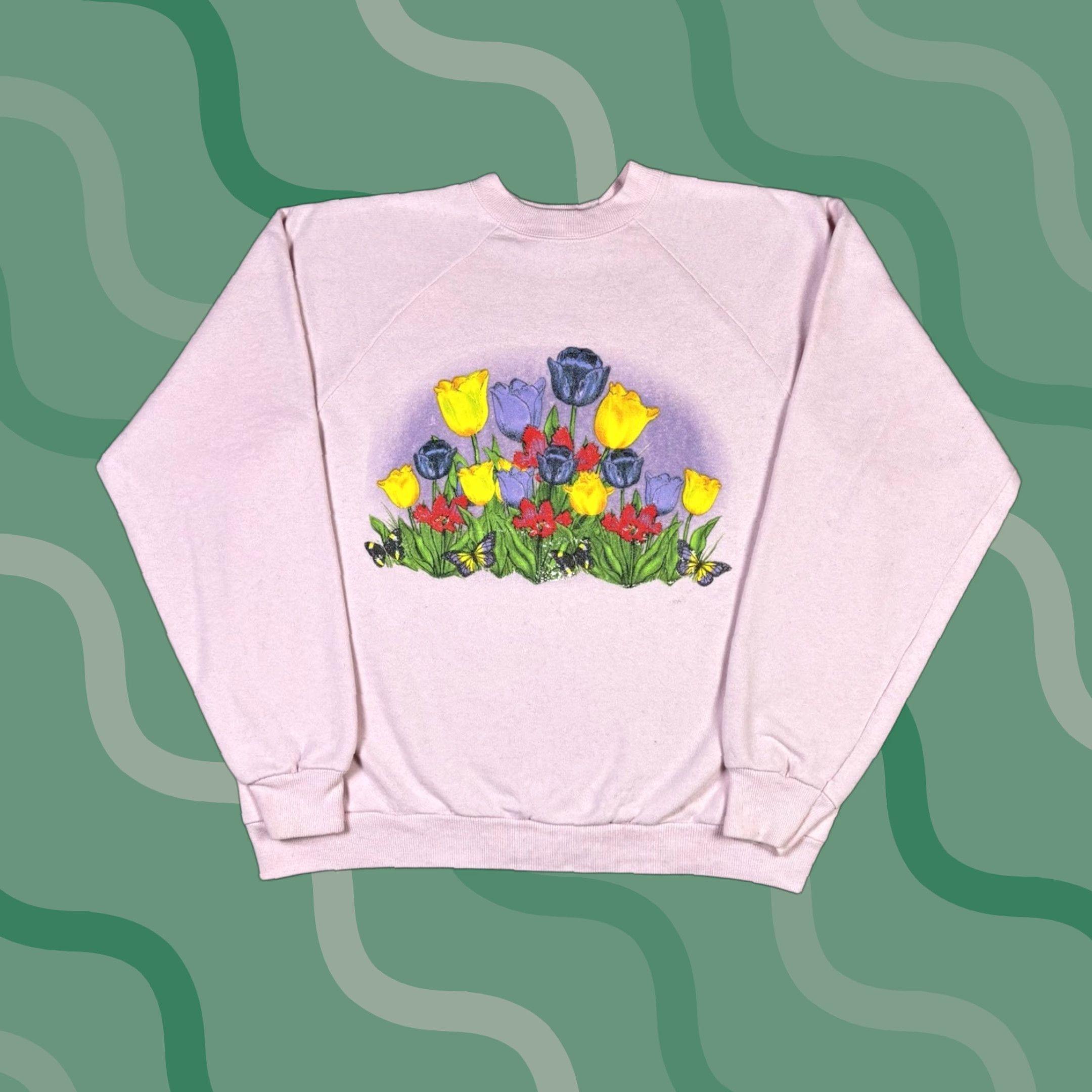 Sunflower VINTAGE Pink Flower Raglan Sweatshirt Crewneck Women’s XL 90s Nature Size XL / US 12-14 / IT 48-50 - 1 Thumbnail