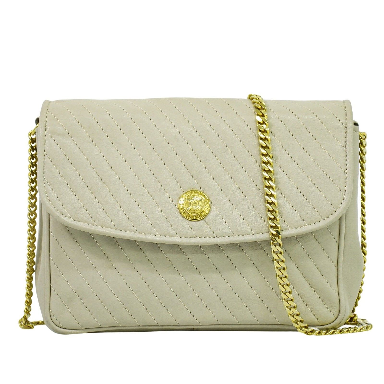 Celine Vintage Flap Shoulder Bag Quilted Leather