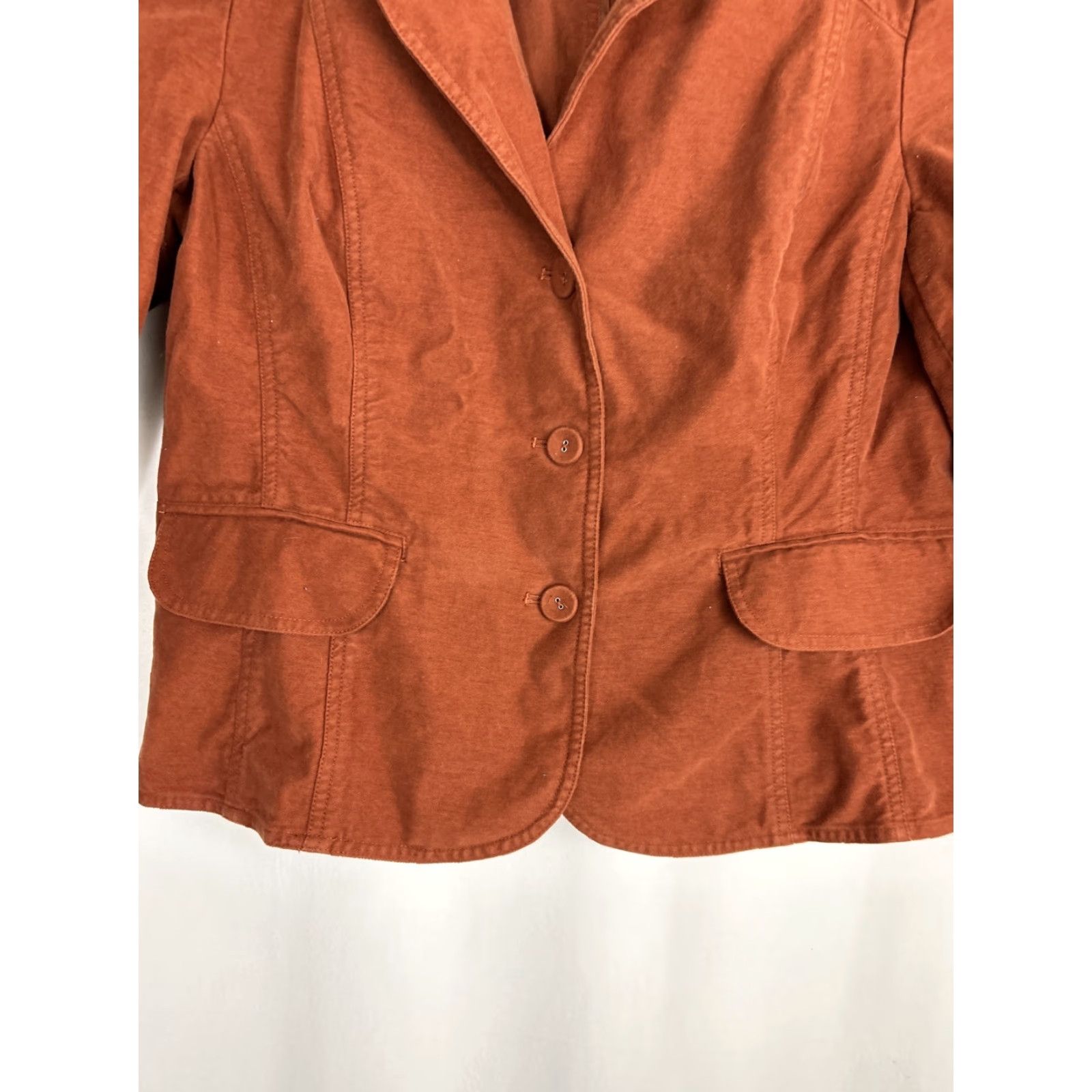J. Jill J. Jill Womens Coat Orange 18 Rust Button Up Cotton Polyester Coat Womens 18 Orange Jacket Size XXL / US 16-18 / IT 52-54 - 5 Thumbnail