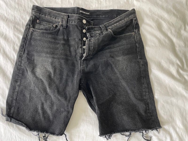 Pre-owned Balenciaga Denim Shorts In Washed Black