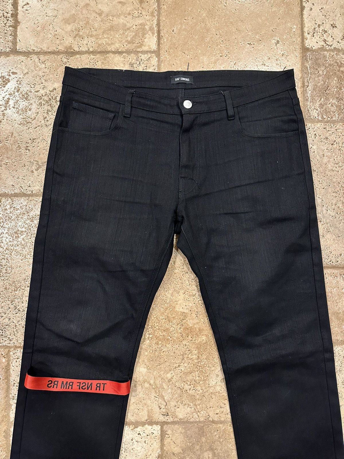 Raf Simons Raf Simmons SS19 Modello TR NSF RM RS Black Denim Red Stripe Size US 34 / EU 50 - 5 Thumbnail