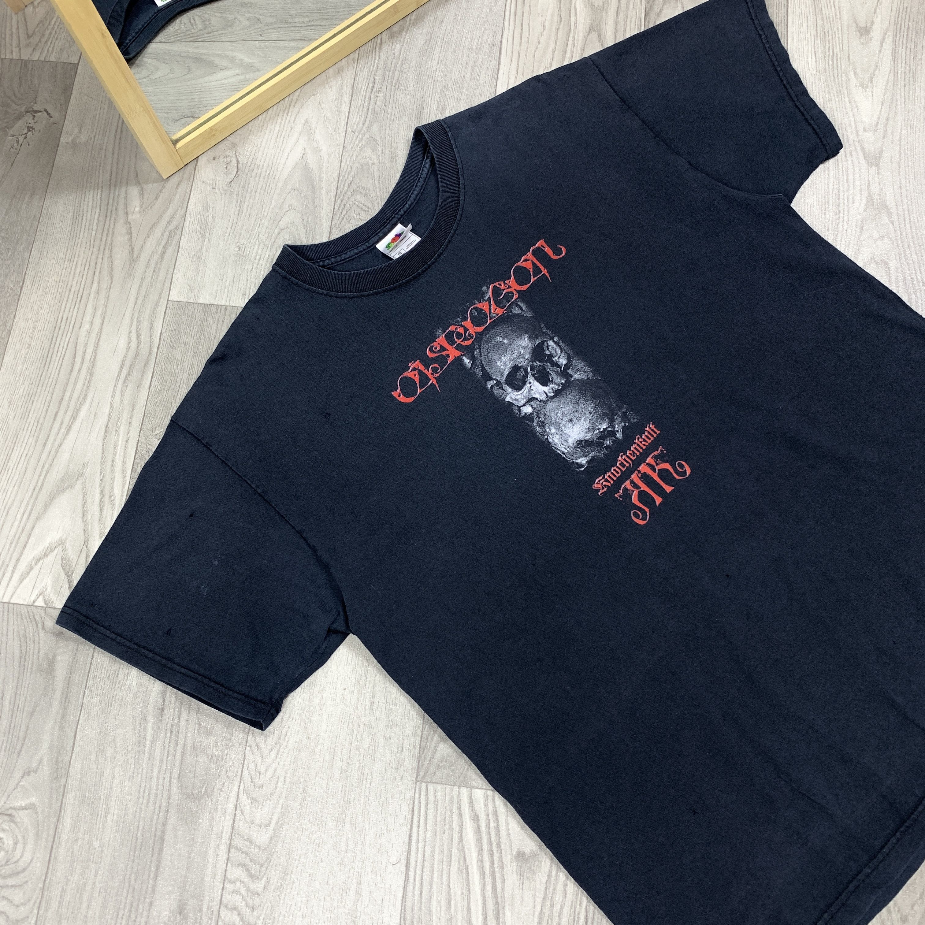Vintage Vintage Olsaragan Knochonkult 90s Rock Band Black Tee Shirt Size US XL / EU 56 / 4 - 5 Thumbnail