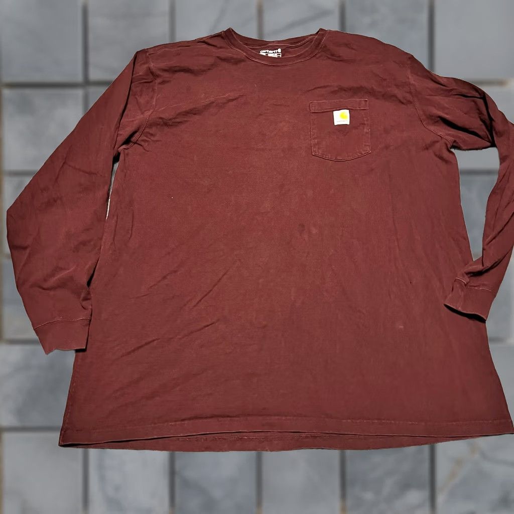 Carhartt VINTAGE Carhartt Shirt Mens 3XL Tall Loose Fit Maroon Long Sleeve Tshirt Mens Girls? Size US XXL / EU 58 / 5 - 1 Thumbnail