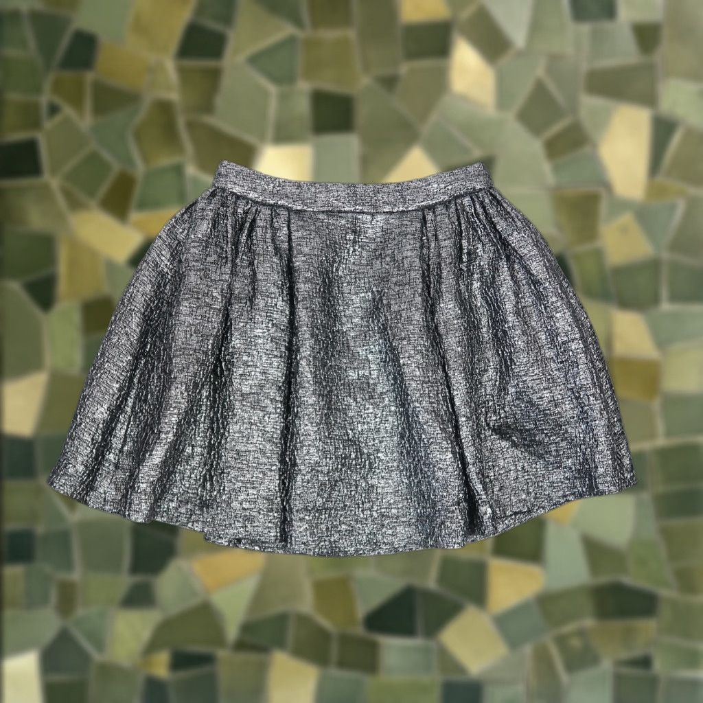 Vintage Kate Spade Aimee Gunmetal Metallic Silver Mini Pleated Bubble Skirt 6 Women Wool Nylon Formal Party/Cocktail Short Zip Silk Cotton Lined Size 28" / US 6 / IT 42 - 1 Thumbnail