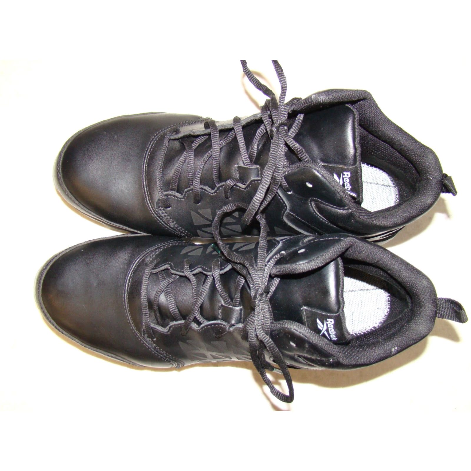Reebok VINTAGE? No, but adjust: Reebok Work Mens Size 14 W Black Leather Mid Cut Boots ASTM F2413-18 EH Work Boots Size US 14 / EU 47 - 4 Thumbnail