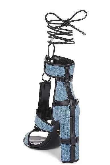 Tom Ford o1loc1c0924 W3331 Denim Sandals in Black Blue Size US 6 / IT 36 - 5 Thumbnail