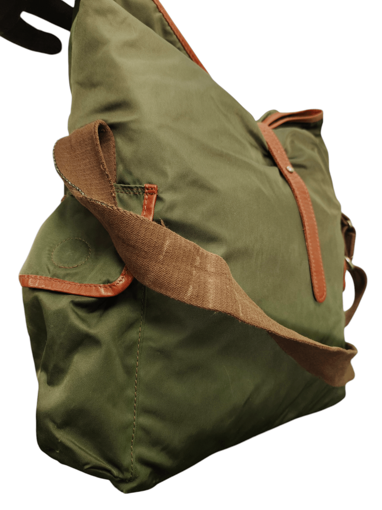 Orobianco Vintage Orobianco Olive Green Nylon Leather Trim Sling Bag Size ONE SIZE - 9 Thumbnail