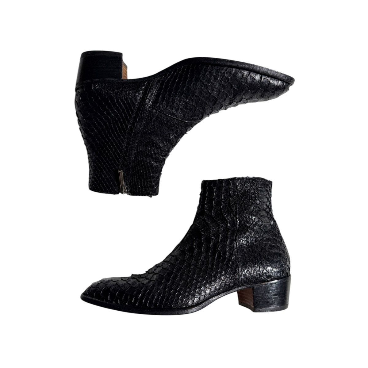 ALESSANDRO VASINI Python snakeskin 40mm heeled sonny boot Size US 10.5 / EU 43-44 - 3 Thumbnail