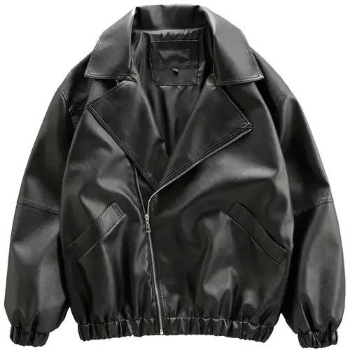 VIBE Oversized waterproof PU leather Jacket zipper loose y2k Size US L / EU 52-54 / 3 - 1 Thumbnail