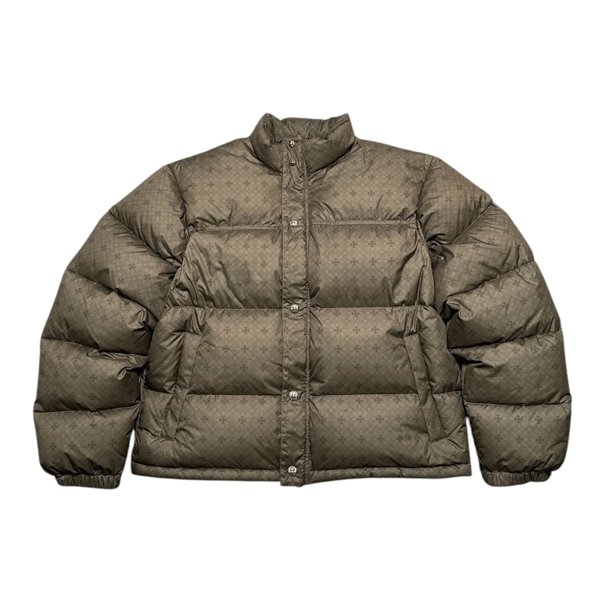 Plus Monogram Print Down Jacket Olive Green