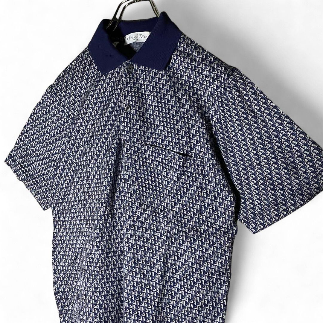 Dior Dior - Monogram Silk Polo Shirt Navy Size US S / EU 44-46 / 1 - 2 Thumbnail