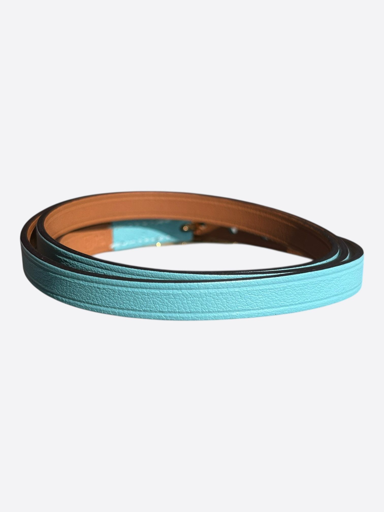 Hermes Turquoise Swift & Gold Hardware Behapi Double Tour Bracelet Size ONE SIZE - 2 Thumbnail