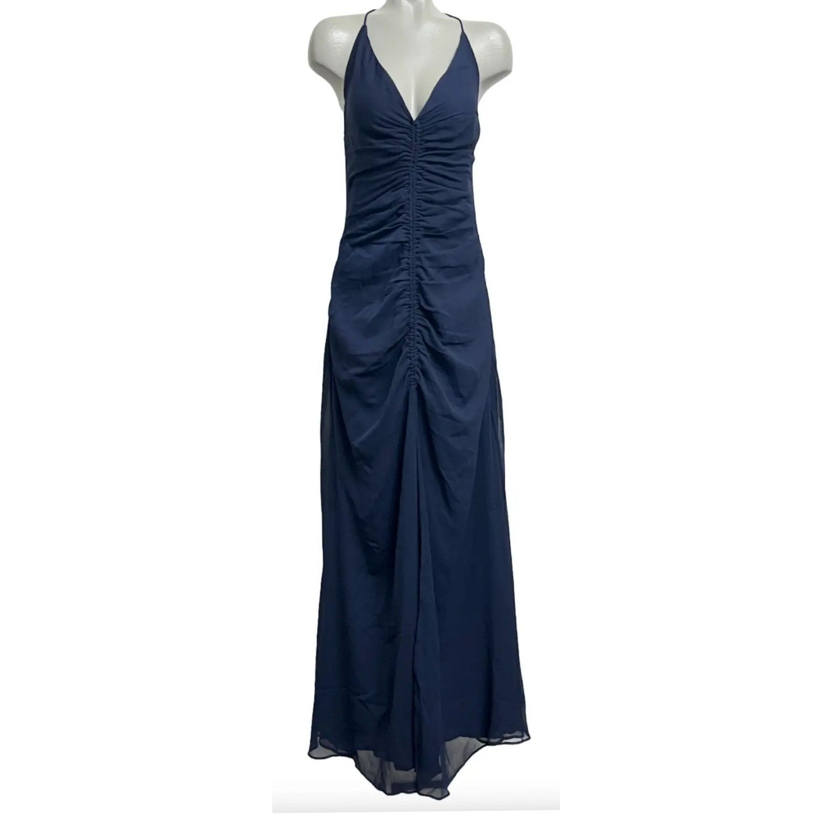 Free People New Free People Simone Maxi Dress $250 SIZE 0 Navy V-neck Size XS / US 0-2 / IT 36-38 - 3 Thumbnail