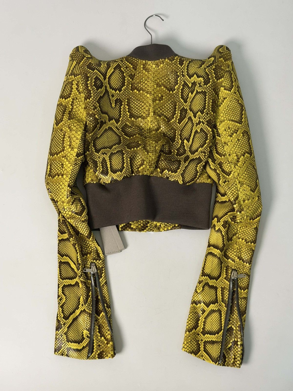 Rick Owens SS23 Rick Owens Python Leather Bomber Jacket in Lemon Yellow Size S / US 4 / IT 40 - 4 Thumbnail
