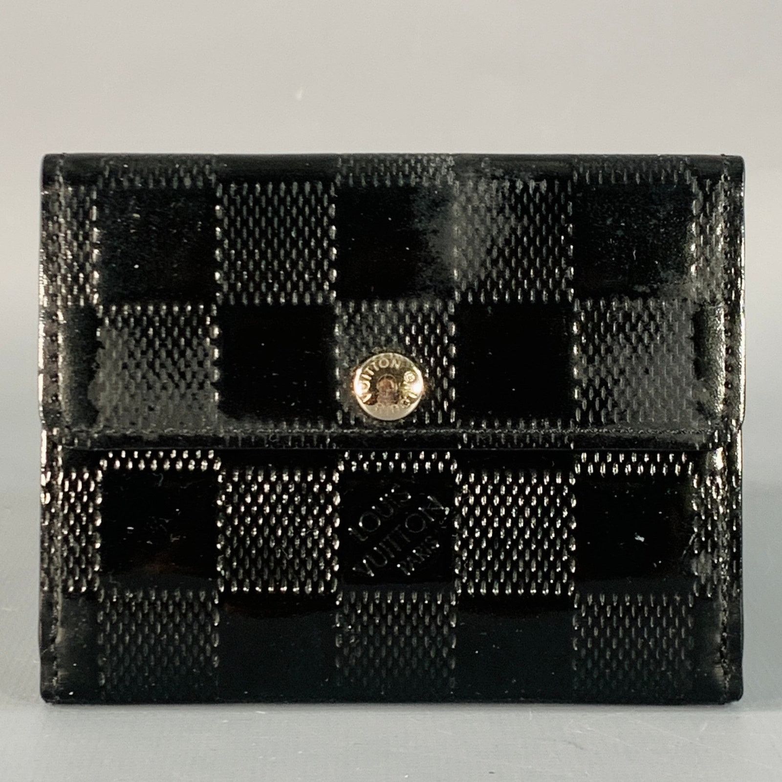 Louis Vuitton LOUIS VUITTON Black Damier Embossed Patent Leather Wallet Size ONE SIZE - 1 Thumbnail