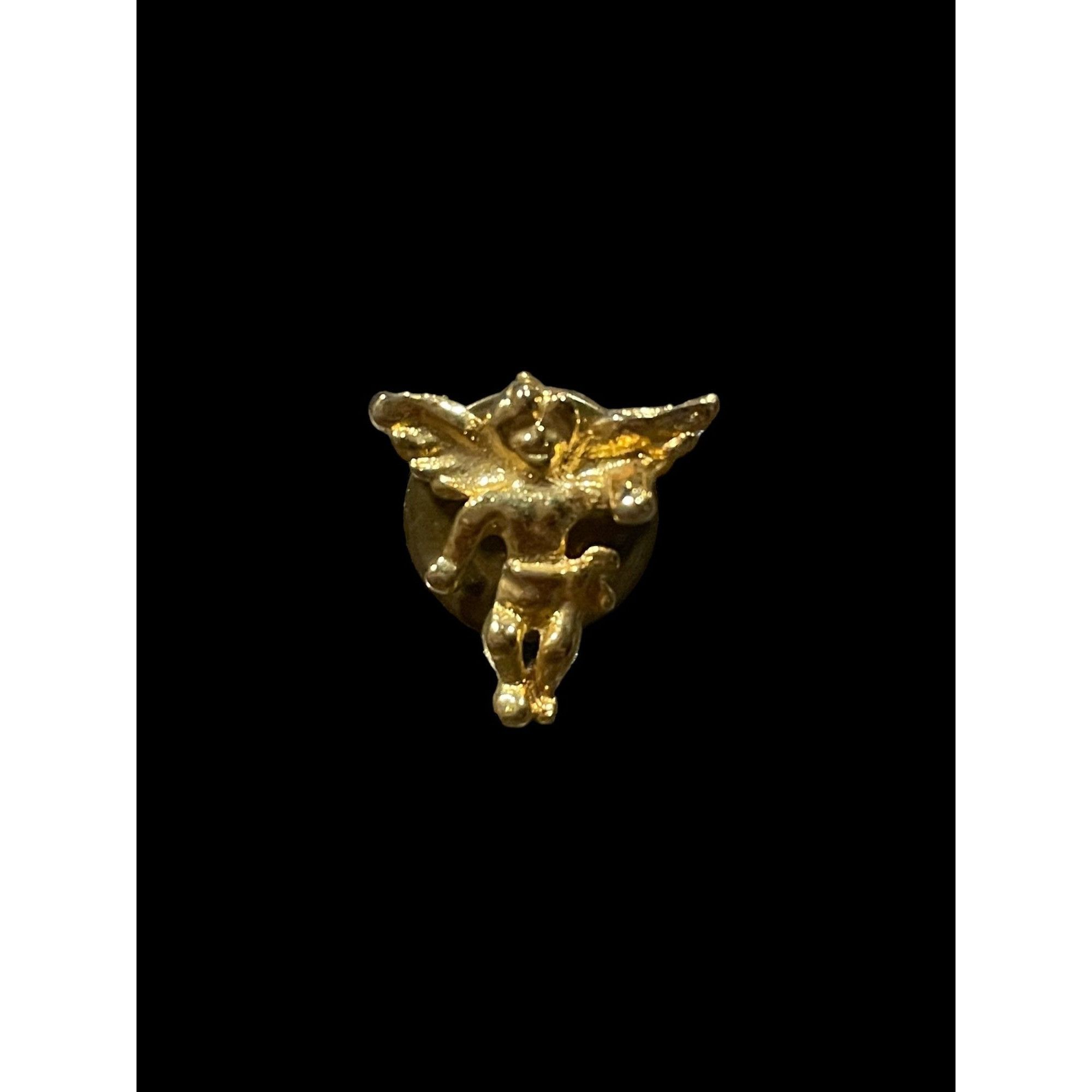 Vintage Vintage Gold Tone Winged Angel Cherub Tie Tack Pin Size ONE SIZE - 1 Thumbnail