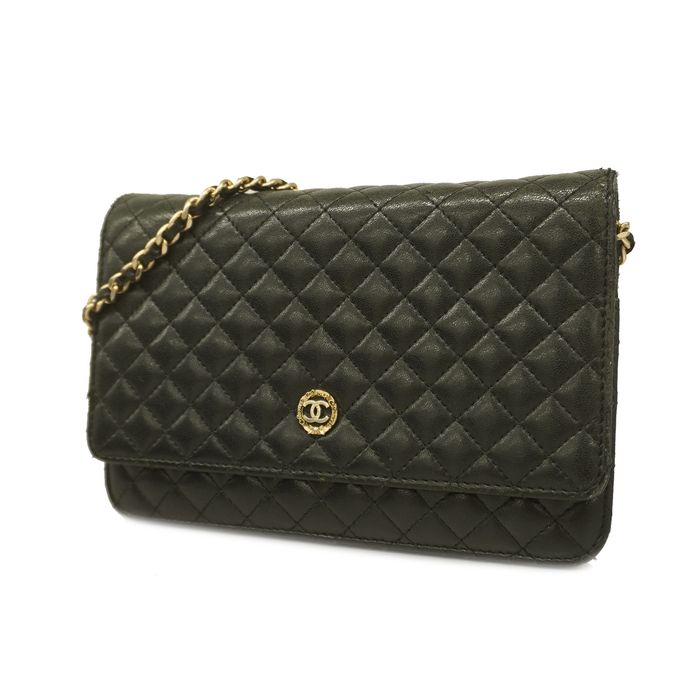 Chanel Auth Chanel Matelasse Chain Wallet Chain Shoulder Lambskin Gold