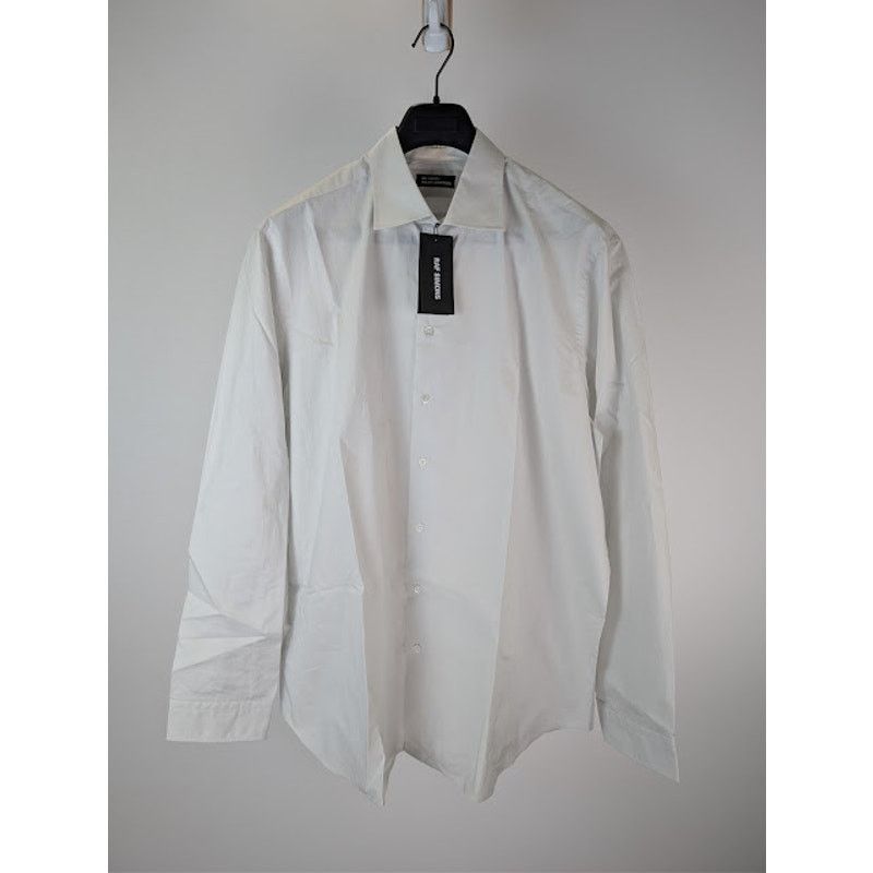Raf Simons o1rshd1 Long Sleeve Cotton Print Back Button Up Shirt White Size US L / EU 52-54 / 3 - 9 Thumbnail