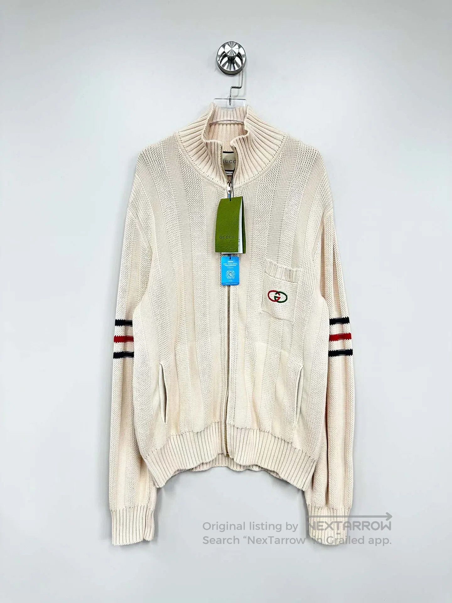 Gucci Guicci Off-white embroidered emblem logo knit zipper jacke Size US L / EU 52-54 / 3 - 1 Thumbnail