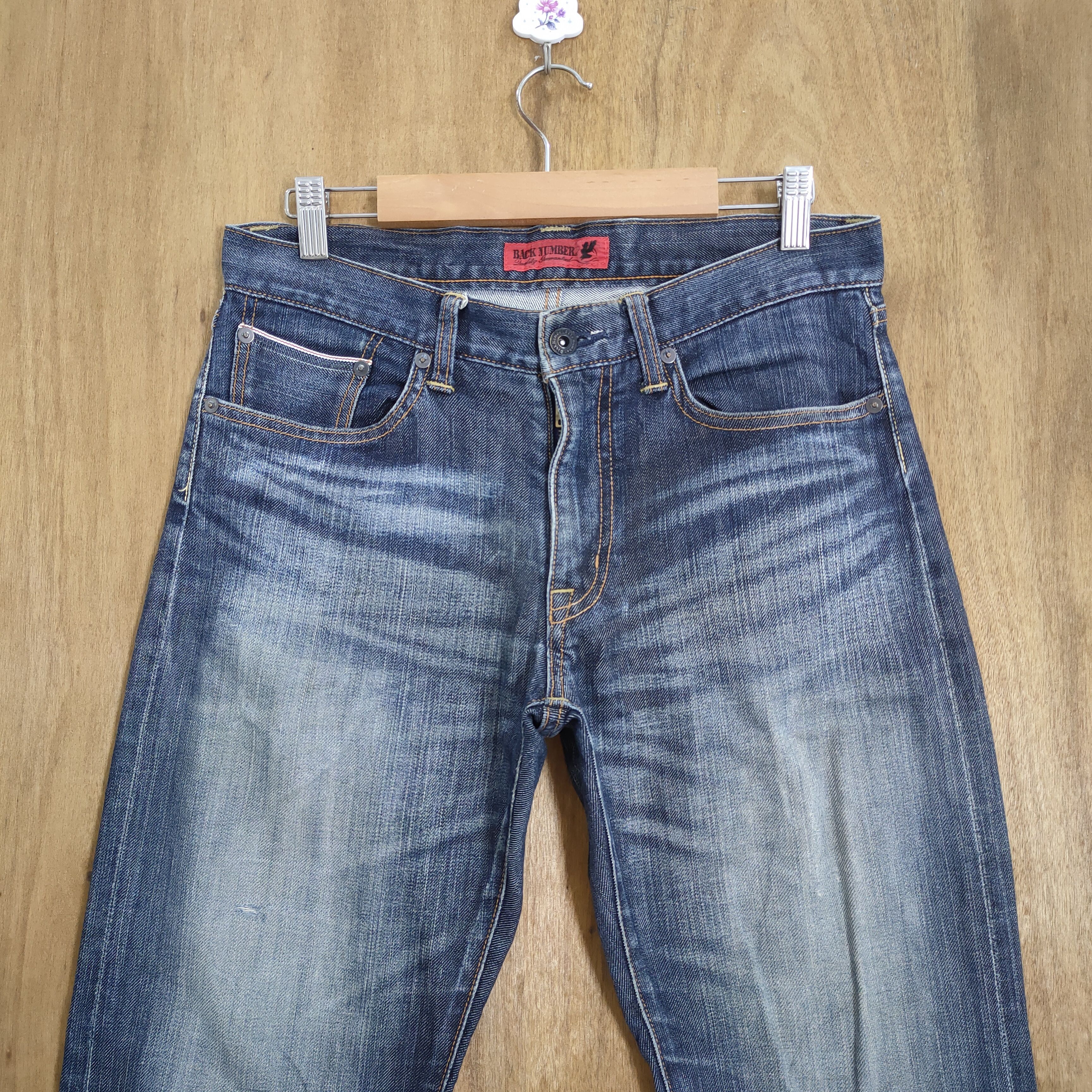 Jean × Numbers VINTAGE BACK NUMBER FADED DISTRESSED DENIM JEANS PANTS Size US 30 / EU 46 - 3 Thumbnail