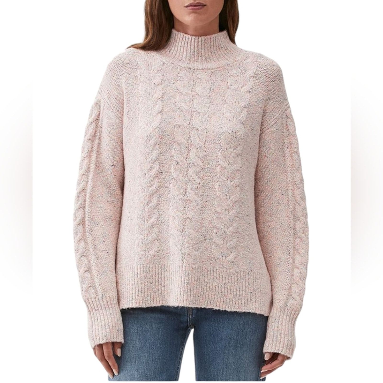 Michael Stars Michael Stars Aika Cable Knit Turtleneck Ballet Pink Small Size S / US 4 / IT 40 - 2 Thumbnail