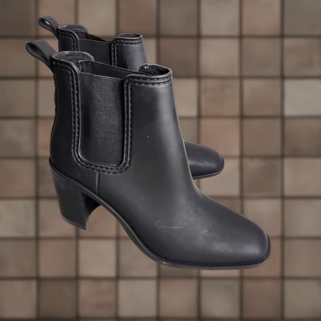 Jeffrey Campbell Jeffrey Campbell Womens Black Hurricane Heeled Chelsea Rain Booties-Size 10 Size US 10 / IT 40 - 1 Thumbnail