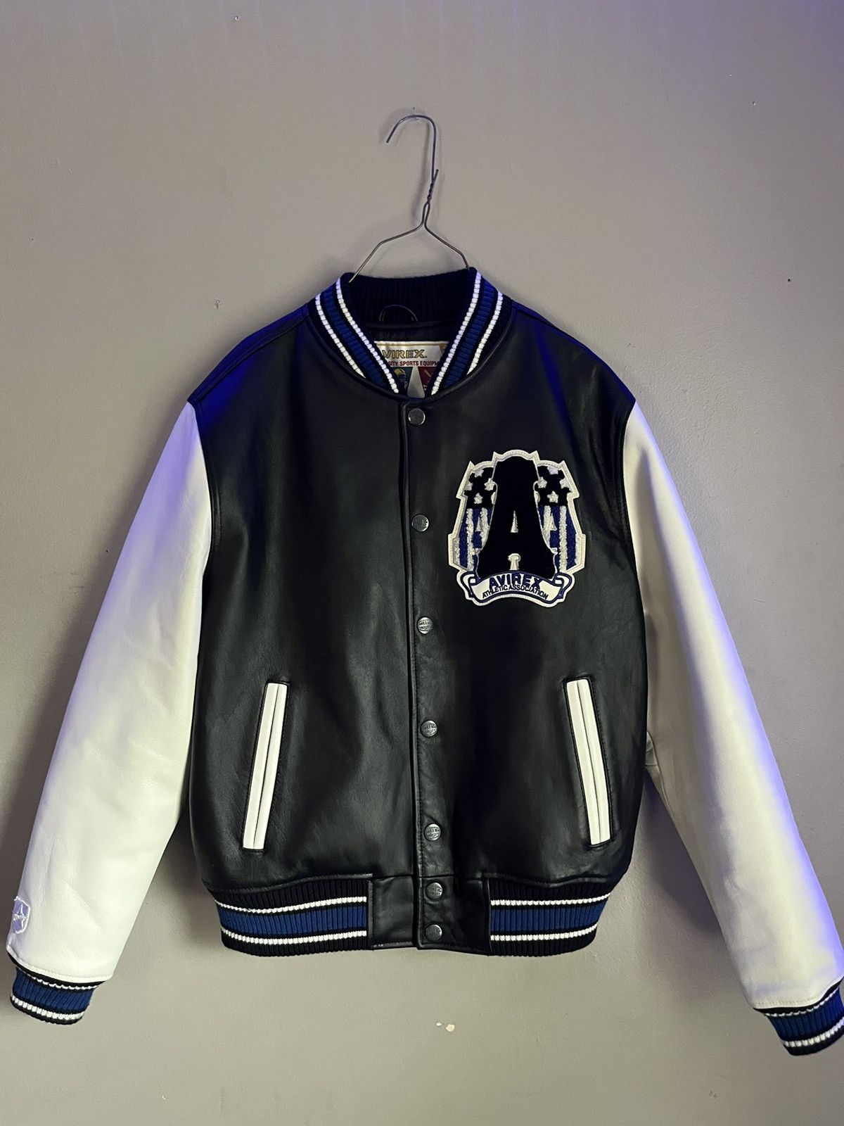 image of Avirex Varsity Jacket in Black, Men's (Size Small)