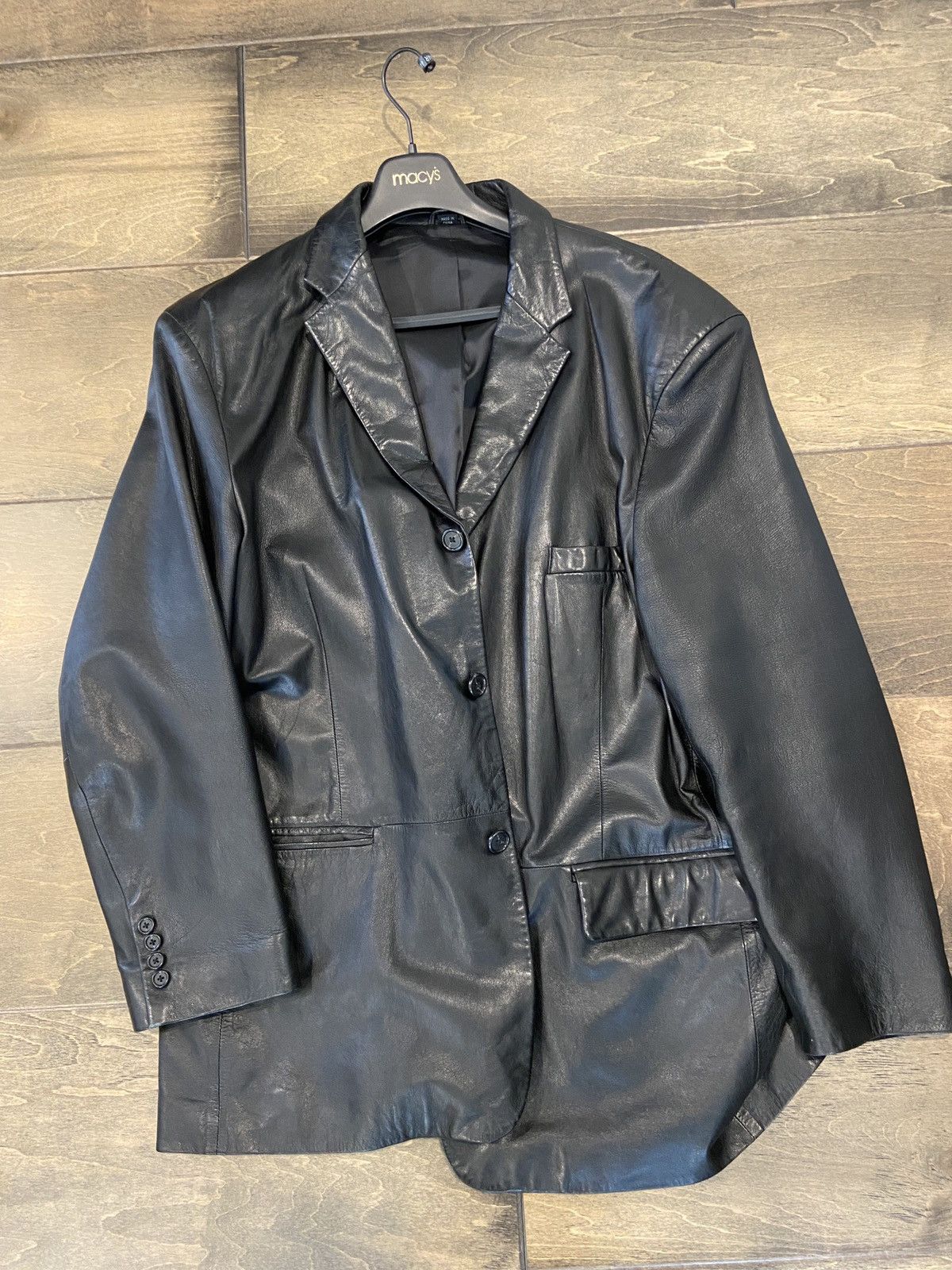 Vintage Vintage Black Leather Trench ALFANI Size US L / EU 52-54 / 3 - 1 Thumbnail