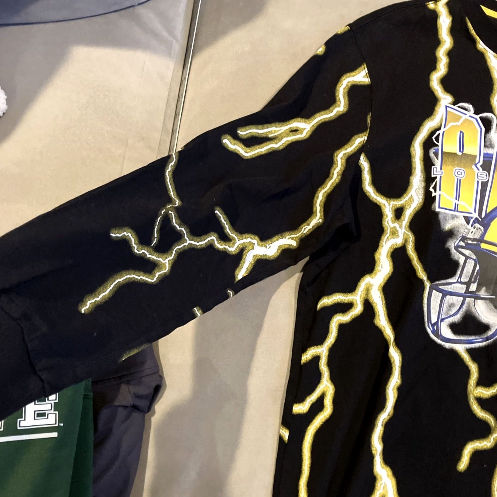 Vintage Rams Long Sleeve T Shirt Lightning Bolt All Over Print L Black Cotton Men Sports NWT NWOT RARE Unbranded Size US L / EU 52-54 / 3 - 3 Thumbnail