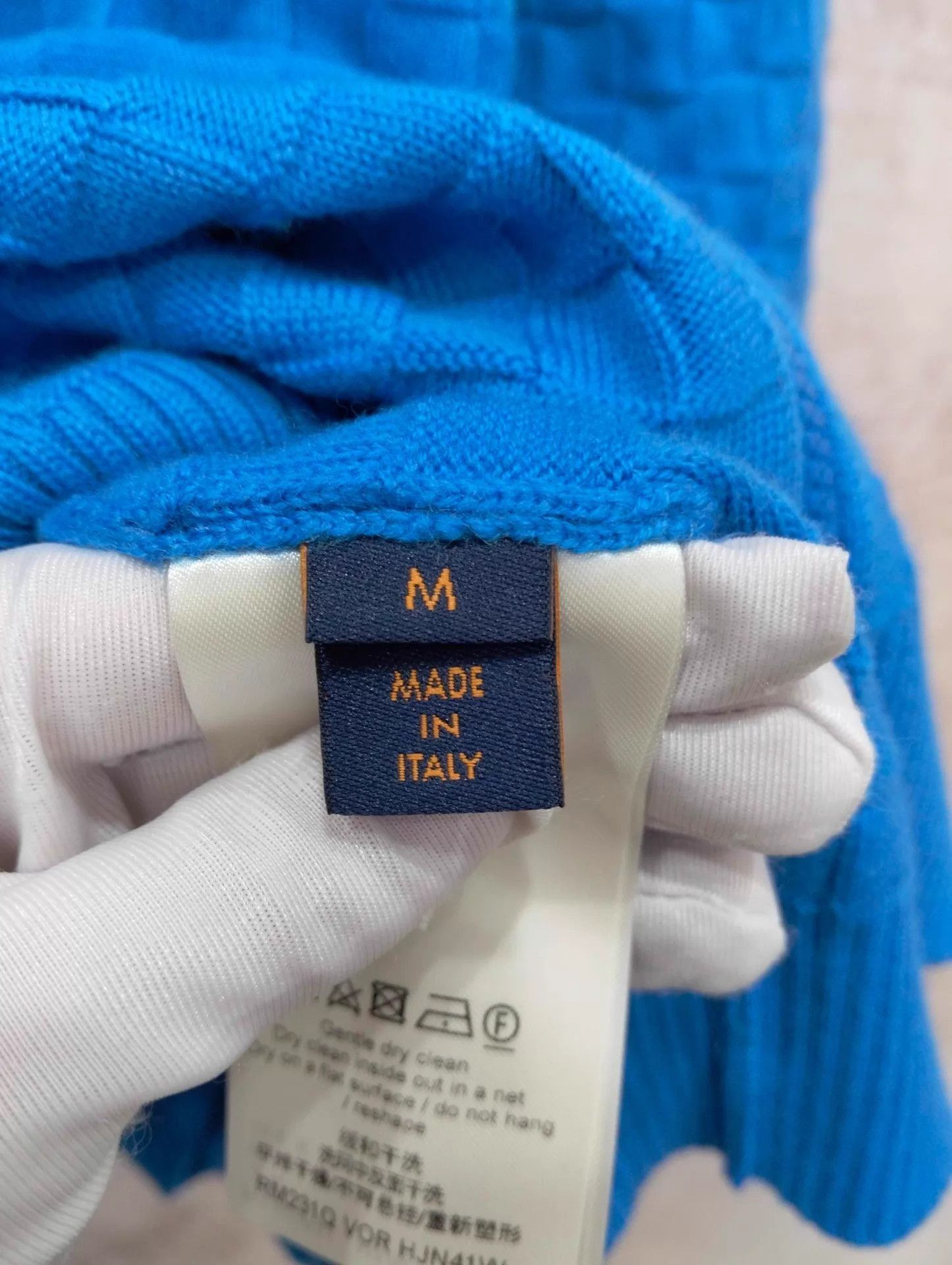 Louis Vuitton Blue Zip-Up Checkered Knit Sweater (M) Size US M / EU 48-50 / 2 - 6 Thumbnail