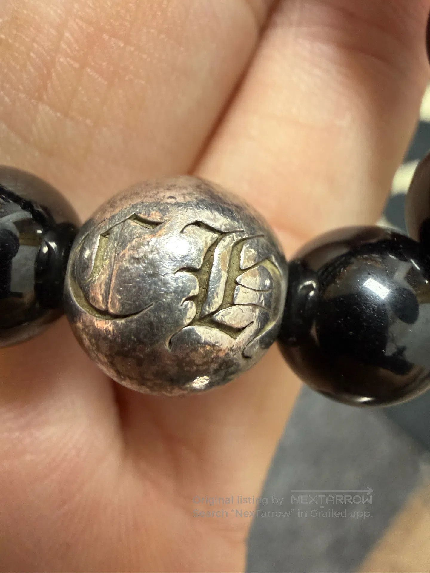 Chrome Hearts CHROME HEARTS Obsidian Double Silver Bead Bracelet| Size ONE SIZE - 5 Thumbnail