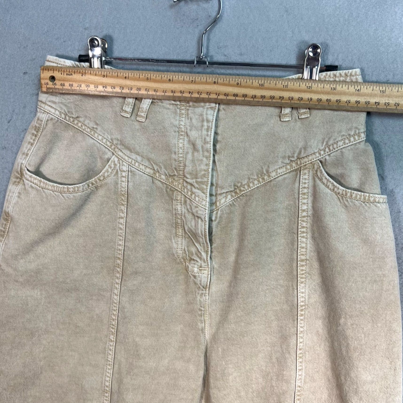 ba&sh Ba&Sh Womens High-Waisted Tapered Pants Size 2 Beige Cotton Linen Blend Size 26" / US 2 / IT 38 - 5 Thumbnail