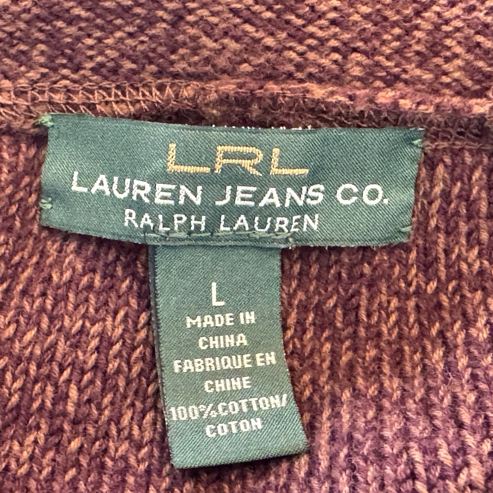 CO Lauren Jeans Co Ralph Lauren Cowl Neck Sweater Womens Size Large Brown Pocket Pullover Slim Knit 100% Cotton Size L / US 10 / IT 46 - 5 Thumbnail