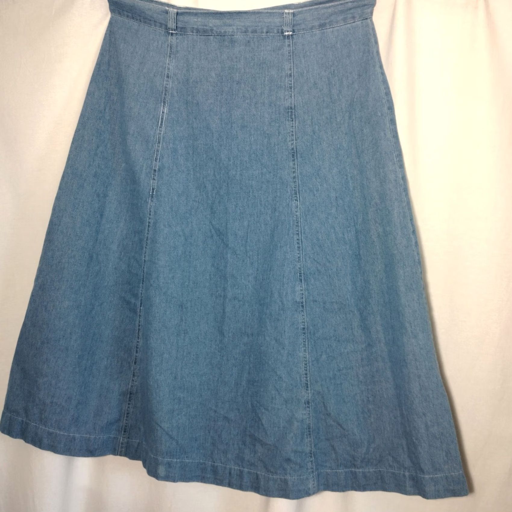 Denime Denim Republic Skirt Long Blue Chambray Button Front Vintage Modest Women L Size Size 36" / US 14 / IT 50 - 2 Thumbnail