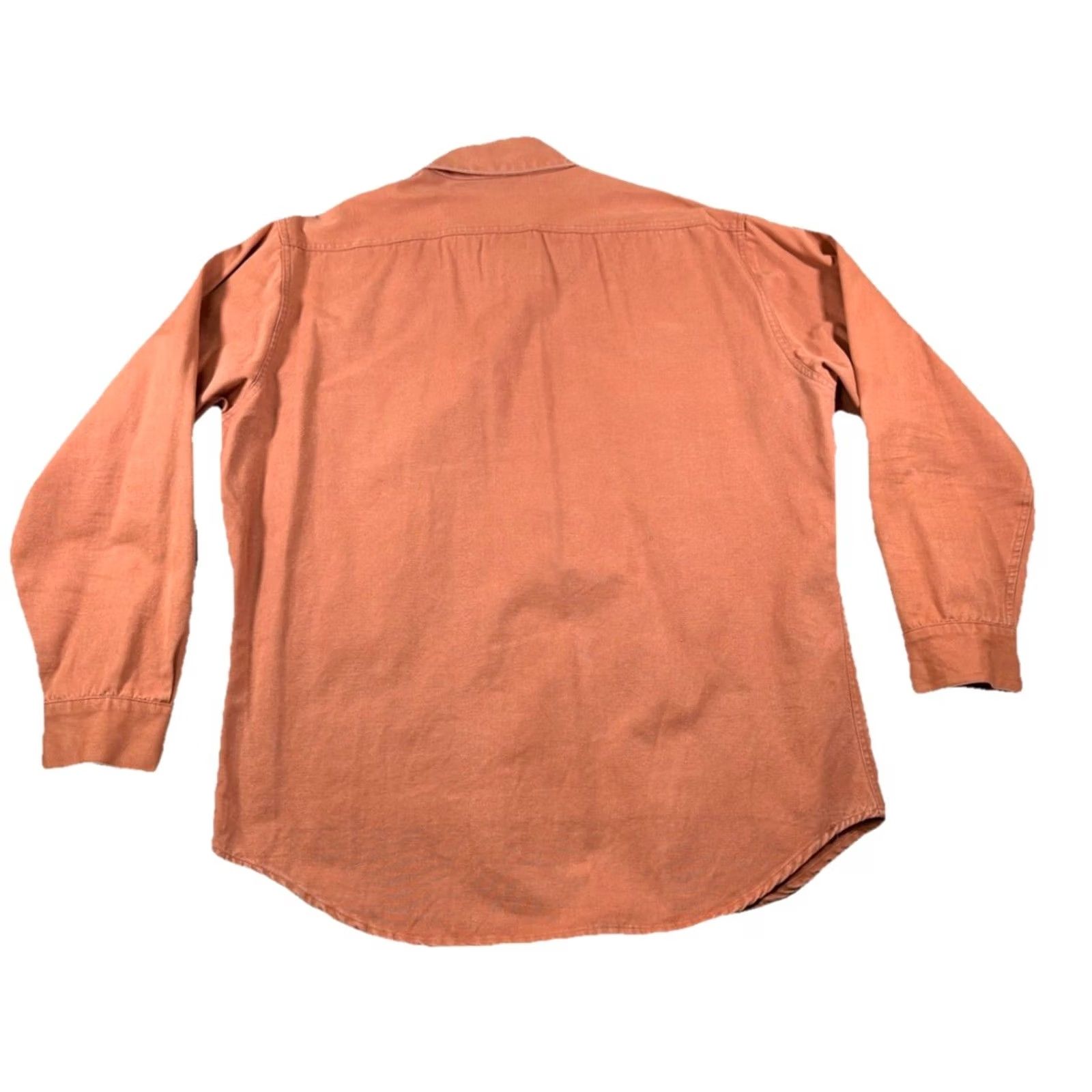 Orvis VINTAGE Orvis Mens Shirt Large Burnt Orange Button-Down W/ Shoulder Pad Shirt Mens L Orange Classic Canvas Cotton Button Up Pockets 90s Size US L / EU 52-54 / 3 - 7 Thumbnail