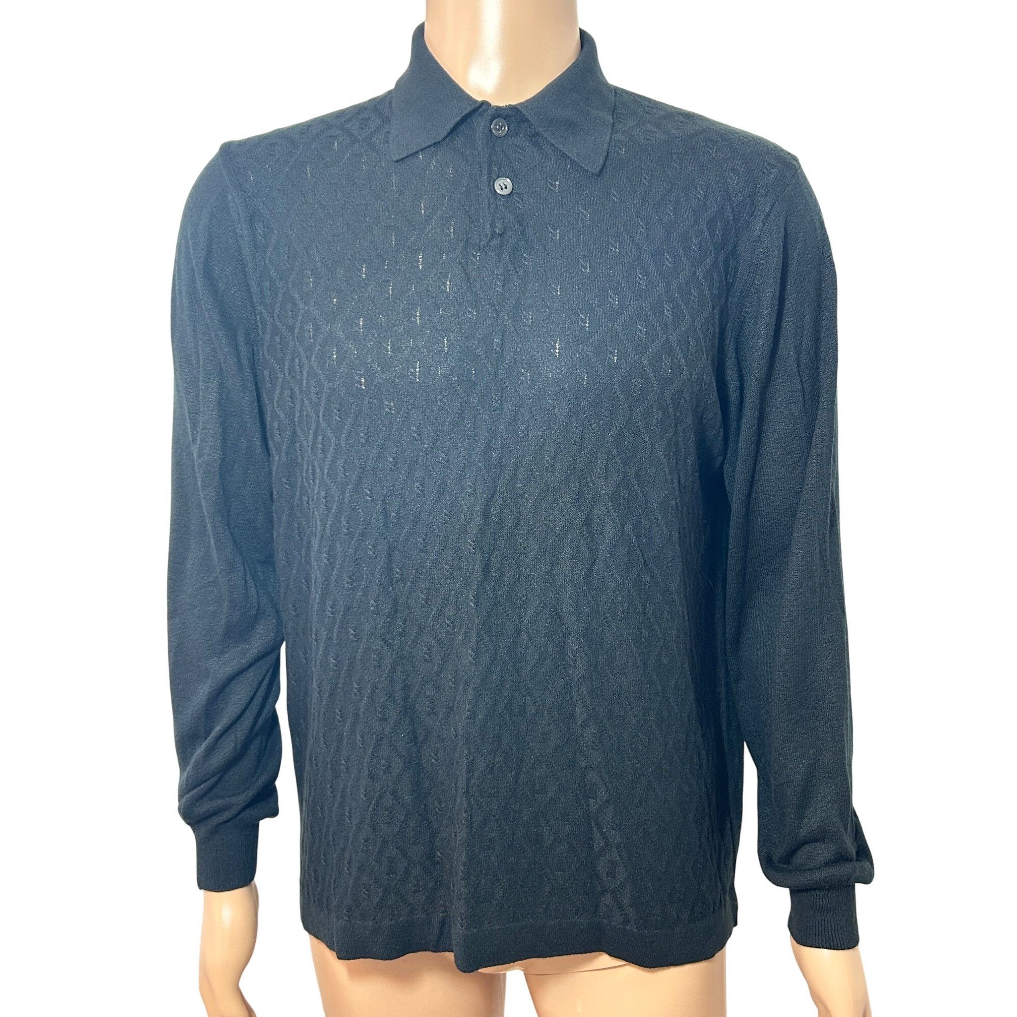 Pronto Uomo Pronto Uomo Men’s Vtg Black Sweater M Italy Collared 2- Butt Size US M / EU 48-50 / 2 - 1 Thumbnail