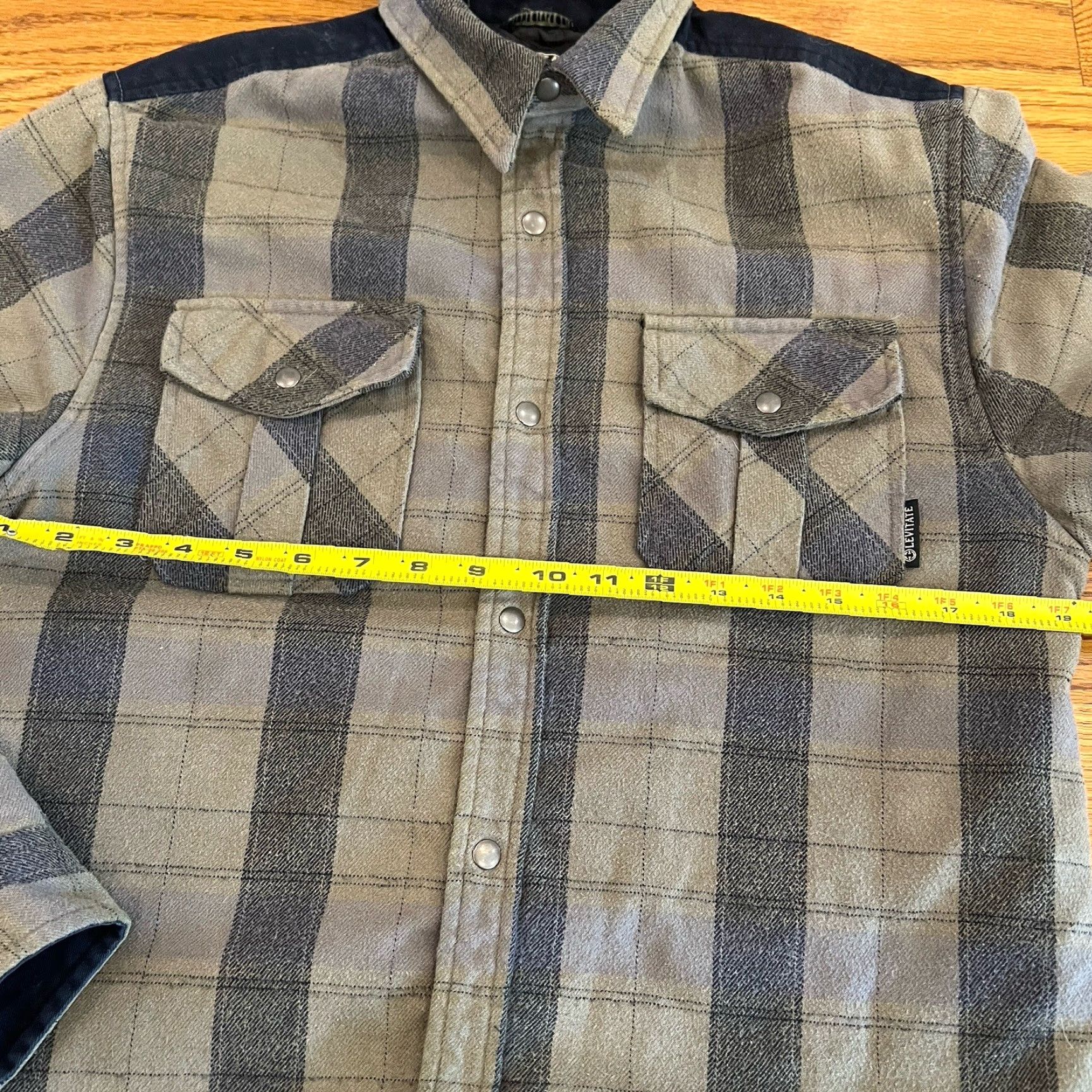 Vintage Levitate Flannel Shirt Mens Medium Blue Striped Overshirt Button-Up Long Sleeve Pockets All Seasons Heavyweight Casual Autumn Winter Spring Summer Size US M / EU 48-50 / 2 - 5 Thumbnail