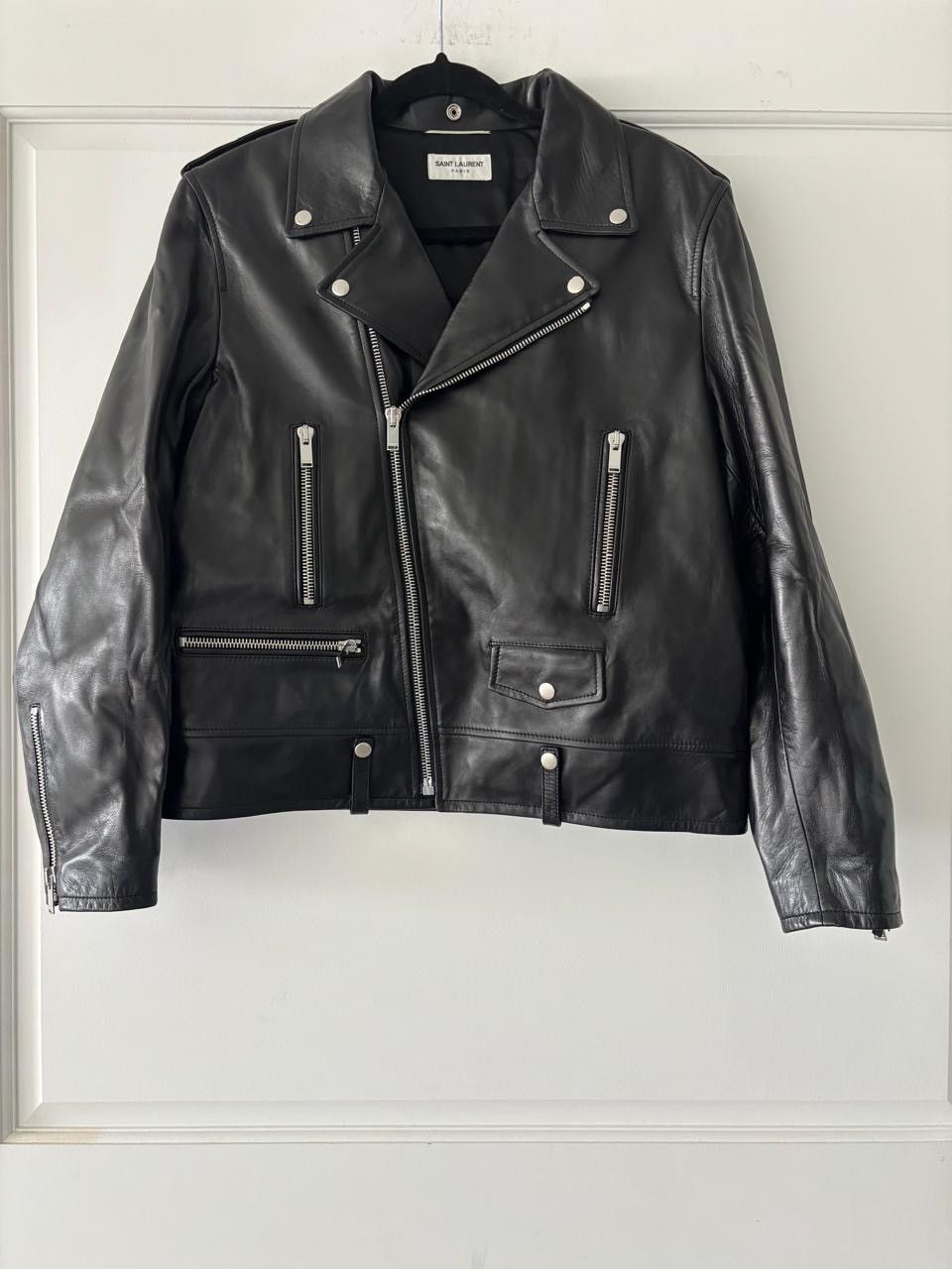 Saint Laurent Paris 💥$5.5K VALUE💥Motorcycle Jacket in plunged Lambskin Size US L / EU 52-54 / 3 - 4 Thumbnail
