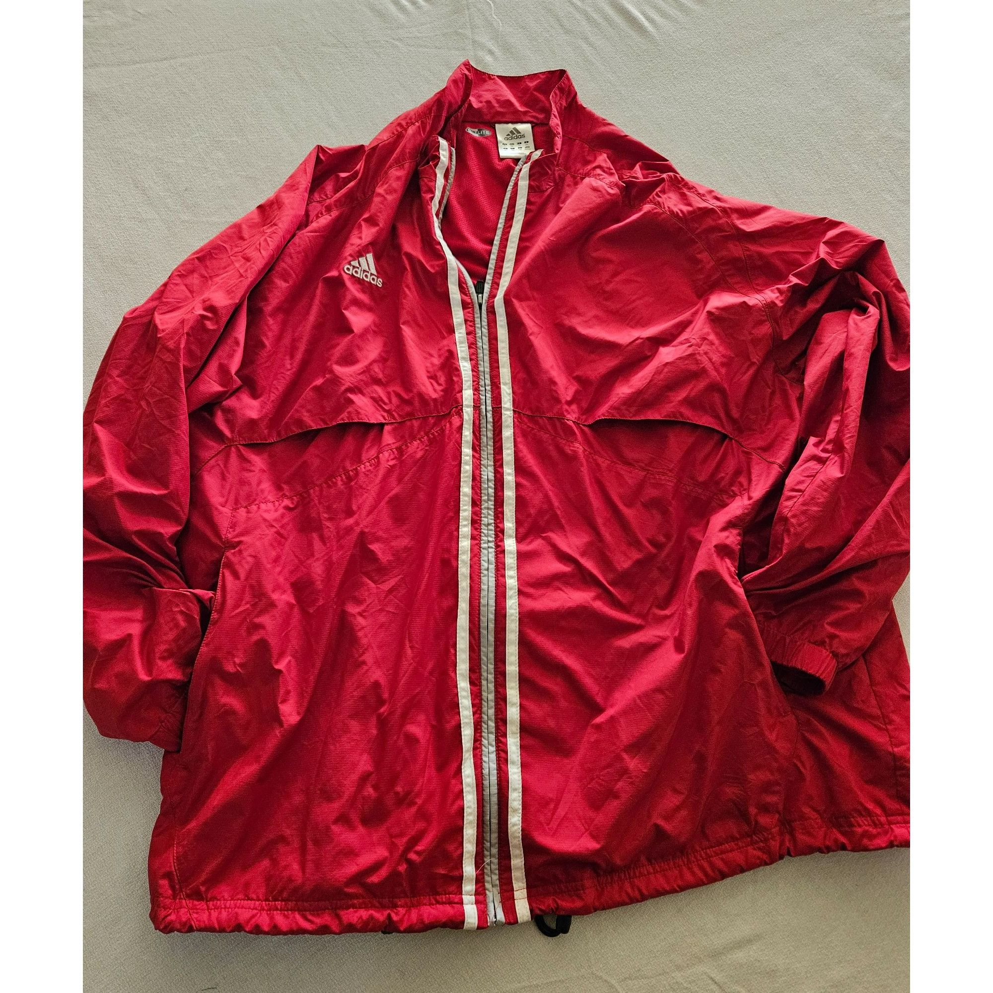 Adidas Adidas Climalite 3 Stripe Red White Full Zip Track Jacket Me Size US XL / EU 56 / 4 - 4 Thumbnail