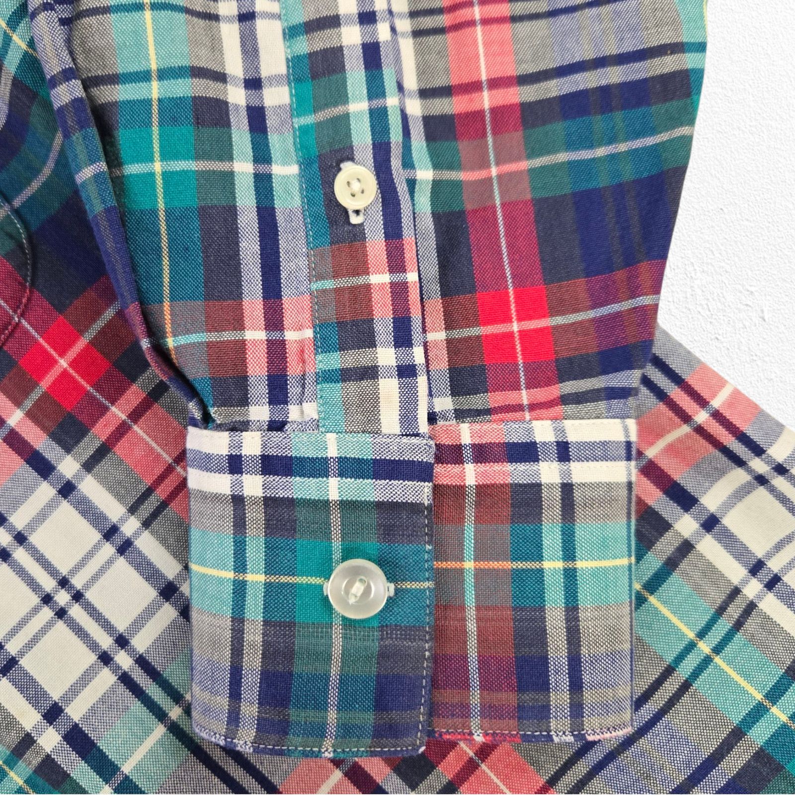 Izod Vintage IZOD Teal Red Plaid Button-Down Shirt Size Large Size US L / EU 52-54 / 3 - 6 Thumbnail